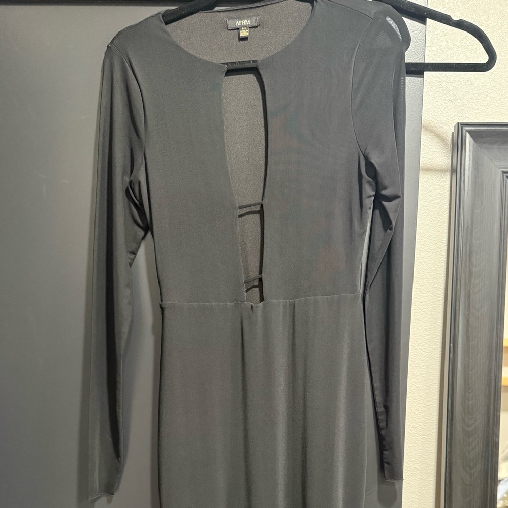 AFRM Black Backless Long Sleeve Dress